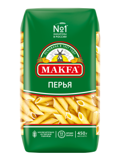 Макароны перья Makfa рифленые высший сорт, 450г