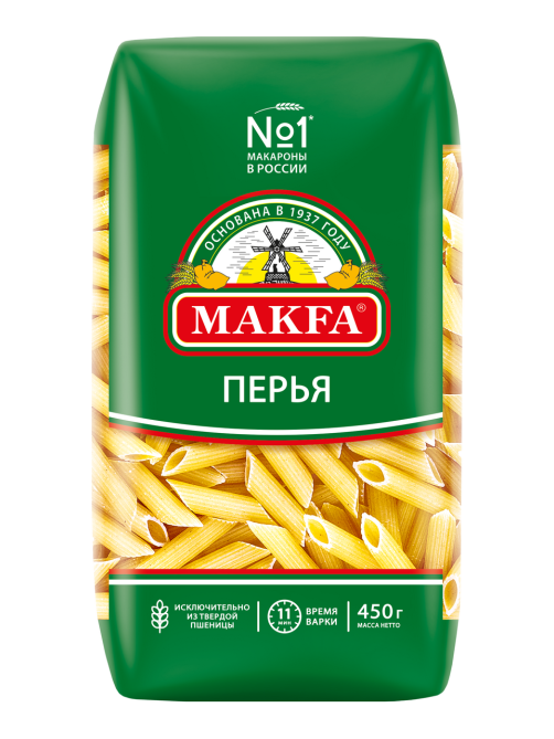 Макароны перья Makfa рифленые высший сорт, 450г