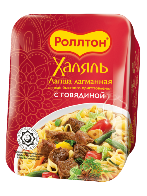 Лапша быстрого приготовления Роллтон Халяль лагманная с говядиной, 90г
