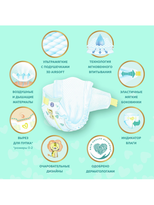 Подгузники для новорожденных Pampers Premium Care 2-5кг, 66шт