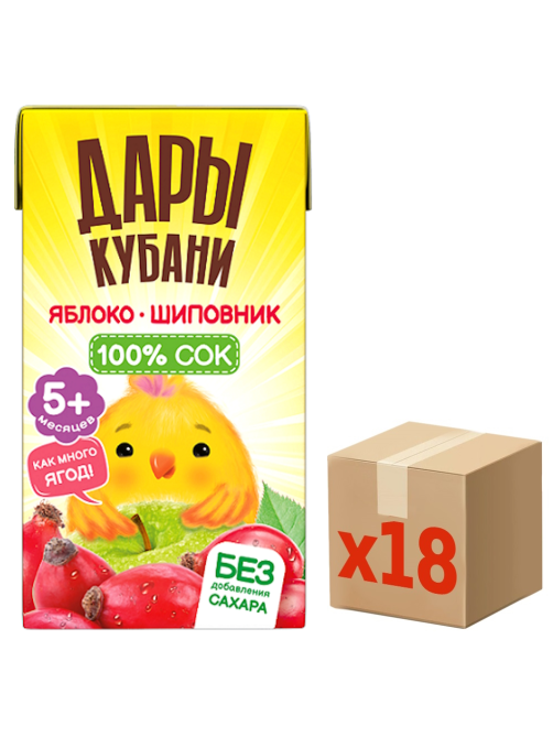 Сок детский Дары Кубани яблоко и шиповник, 125мл x 18 шт