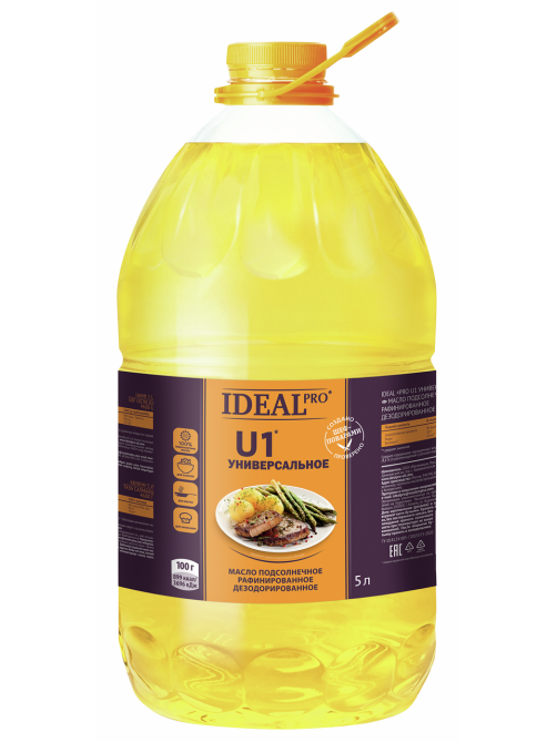 Масло подсолнечное Ideal PRO U1 Универсальное рафинированное дезодорированное, 5л