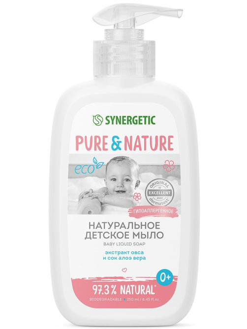 Мыло жидкое детское Synergetic Pure Nature Экстракт овса- алоэ вера, 250мл