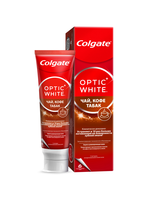 Зубная паста Colgate чай, кофе, табак отбеливающая с натуральными маслами мяты, 75мл