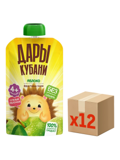Пюре детское Дары Кубани яблоко, 90г x 12 шт
