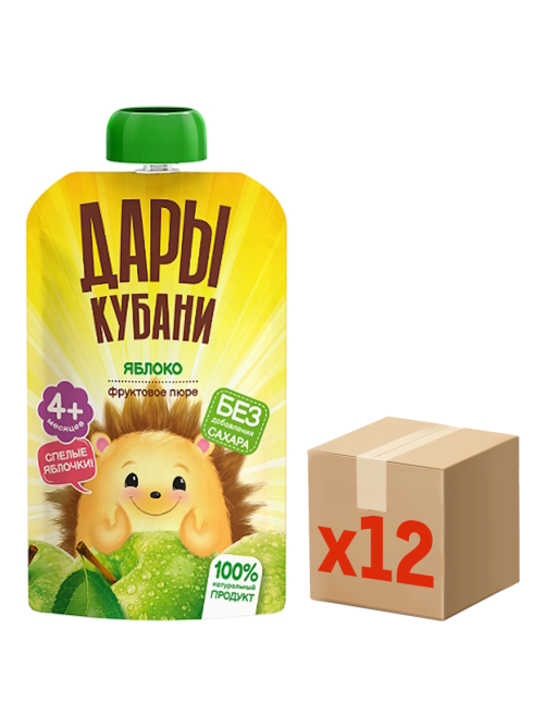 Пюре детское Дары Кубани яблоко, 90г x 12 шт