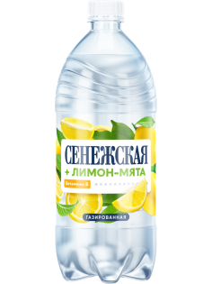 Вода Сенежская лимон-мята питьевая газированная, 1л