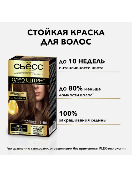 Краска для волос Сьёсс Олео Интенс 5.86 Карамельный каштановый, 120г
