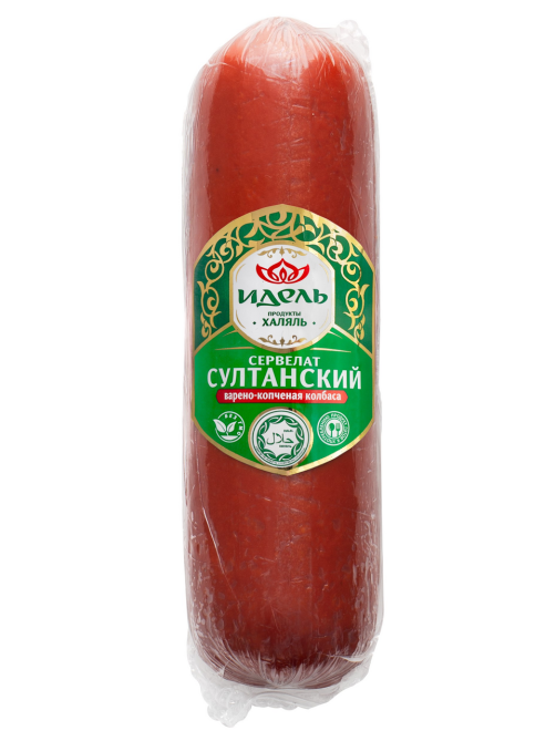 Колбаса Идель Халяль Сервелат султанский варено-копченая, 350г