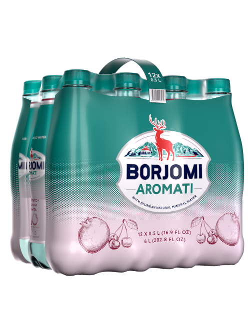 Вода Borjomi вишня-гранат минеральная газированная, 500мл x 12 шт