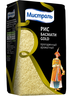 Крупа рис Мистраль Басмати Gold пропаренный, 500г