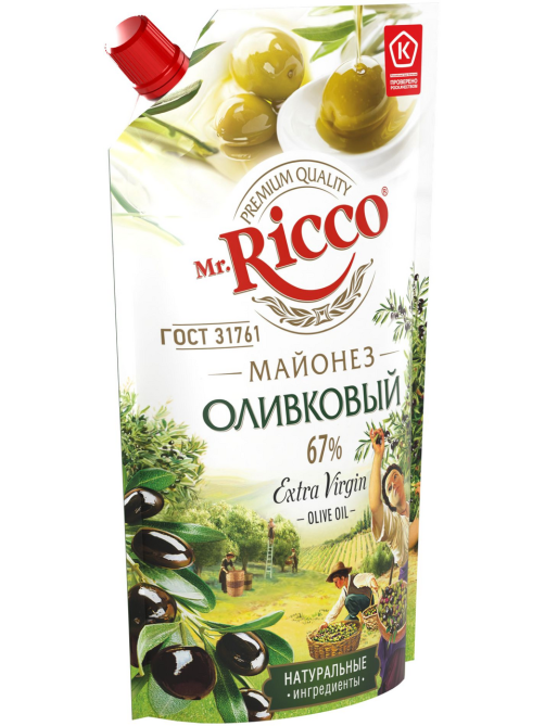 Майонез Mr. Ricco Extra Virgin оливковый 67%, 400г