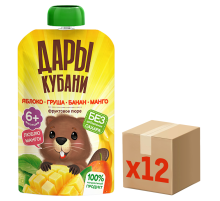 Пюре детское Дары Кубани яблоко, банан и манго, 90г x 12 шт
