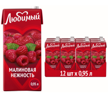 Напиток сокосодержащий Любимый Малиновая нежность, 950мл x 12 шт