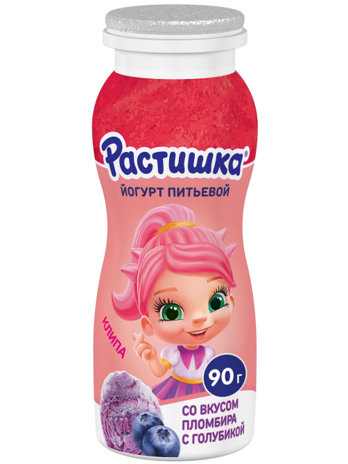 Йогурт питьевой детский Растишка Пломбир и голубика 1.6% с 3 лет, 90г