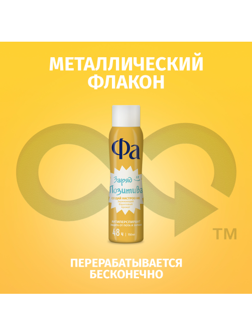 Антиперспирант-спрей Фа Заряд позитива Заряжающий фруктовый аромат, 150мл