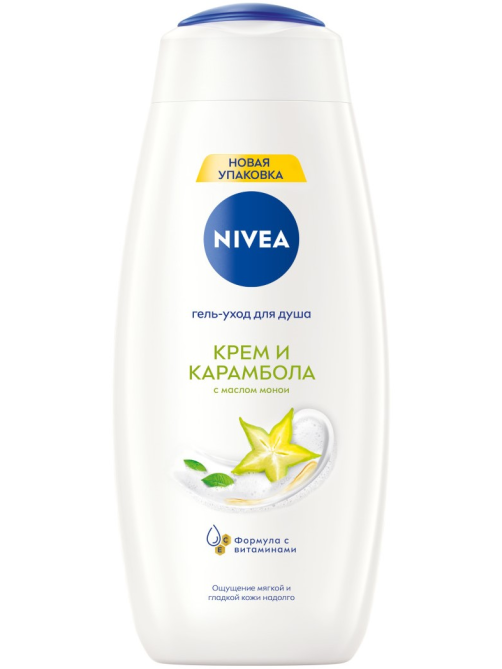 Гель-уход для душа Nivea Крем и карамболь с маслом монои, 500мл
