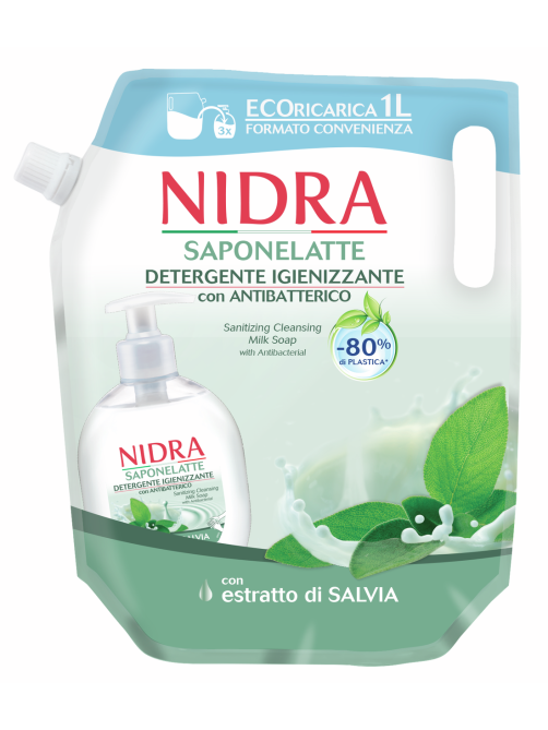 Мыло-молочко жидкое Nidra очищающее антибактериальное, 1л