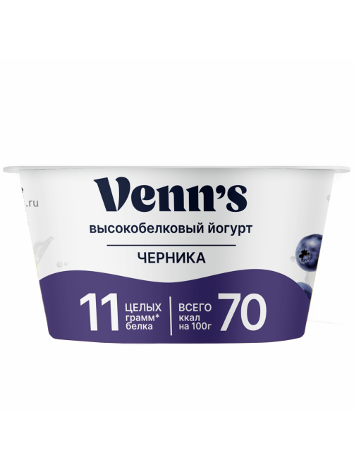 Йогурт греческий Venns с черникой 0.1%, 130г