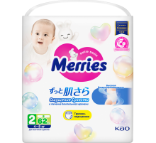 Подгузники-трусики Merries S 4-8кг, 62шт