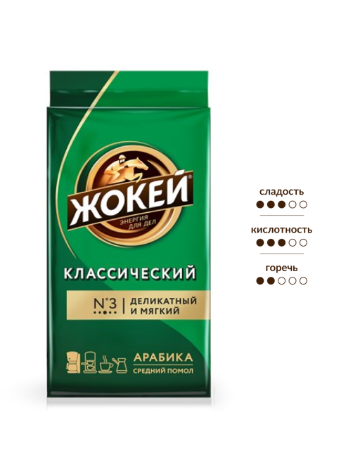 Кофе Жокей классический молотый натуральный жареный, 250г