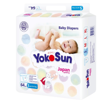 Подгузники Yokosun размер S до 6кг, 64шт