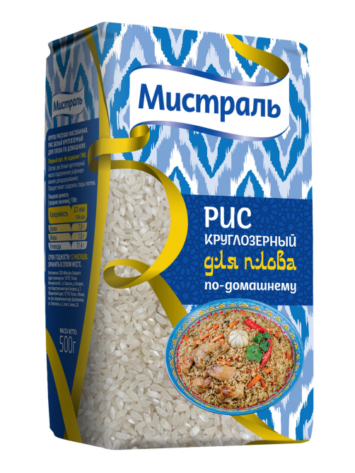Рис Мистраль для плова по-домашнему круглозерный, 500г