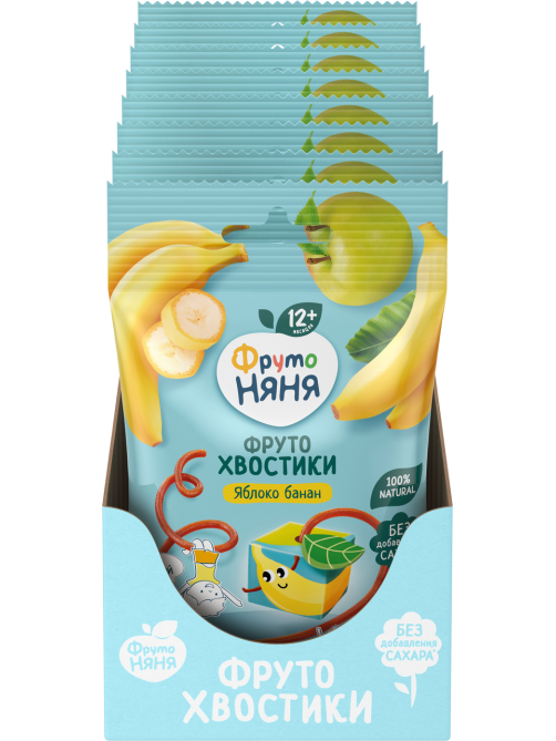 Кусочки фруктовые ФрутоНяня хвостики яблоко и банан, 15г