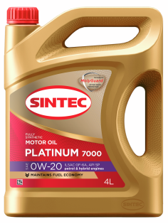 Масло моторное Sintec Platinum Sae 0W-20 Api SP синтетическое, 4л
