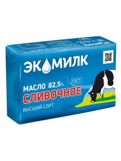 Масло сладко-сливочное Экомилк Традиционное несоленое ГОСТ 82.5%, 330г