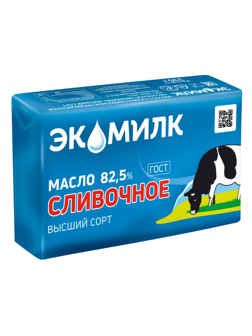 Масло сладко-сливочное Экомилк Традиционное несоленое ГОСТ 82.5%, 330г