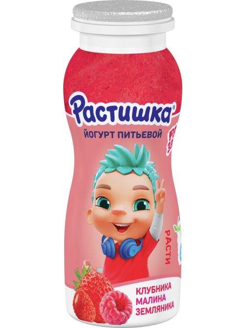 Йогурт питьевой детский Растишка Клубника, малина и земляника 1.6% с 3 лет, 90г