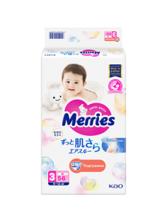 Подгузники Merries для детей 6-11кг размер M, 56шт