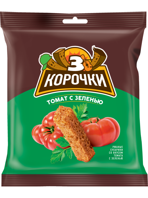 Сухарики 3 корочки томат и зелень, 40г