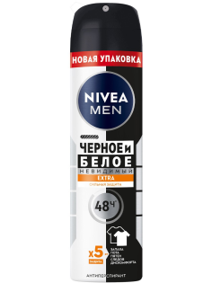 Антиперспирант-спрей Nivea Men Черное и белое Невидимый Extra, 150мл