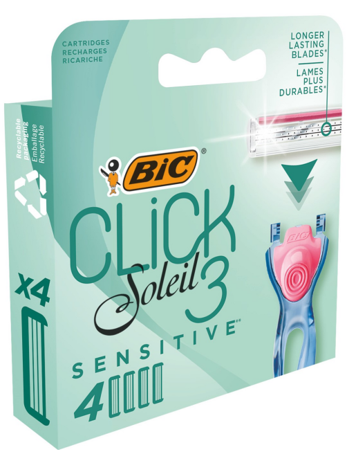 Сменные кассеты для женской бритвы BIC Click 3 Soleil для чувствительной кожи, 4 шт
