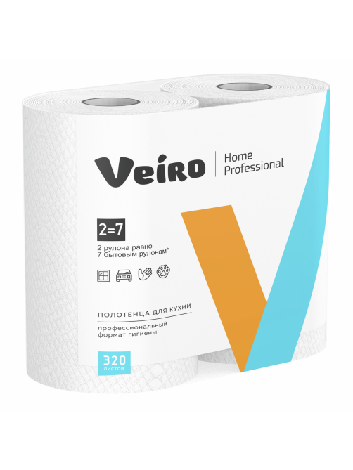 Бумажные полотенца в рулонах Veiro Home Professional 2 слоя 32м белые, 2шт