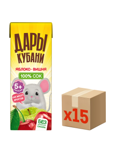 Сок детский Дары Кубани яблоко и вишня, 200мл x 15 шт