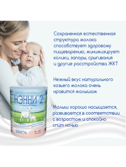 Смесь молочная детская Нэнни 2 с пребиотиками с 6 месяцев, 800г