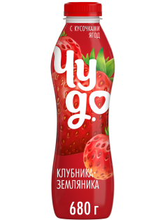 Йогурт питьевой Чудо Клубника-земляника 1.9%, 680г