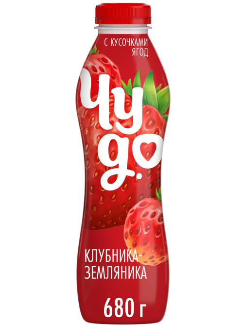 Йогурт питьевой Чудо Клубника-земляника 1.9%, 680г
