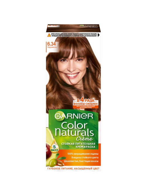 Крем-краска для волос Garnier Color Naturals Питательная c 3 маслами 6.34 Карамель, 110мл