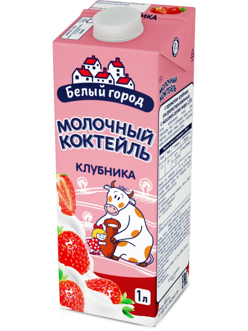 Коктейль молочный Белый город клубника 1.5%, 1л