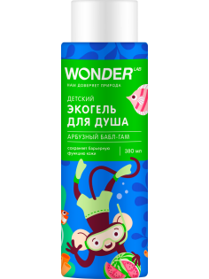 Экогель для душа детский Wonder Lab арбузный бабл-гам, 380мл