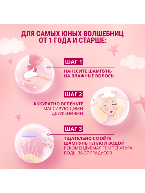 Шампунь-бальзам детский Шаума Kids Экстракт малинки-пантенол, 350мл