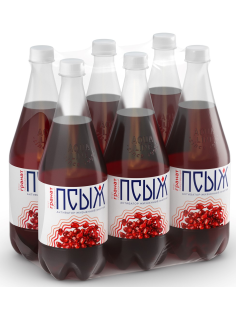 Вода Псыж с соком граната минеральная газированная, 1л x 6 шт