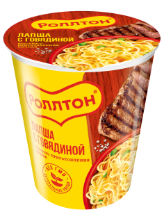 Лапша быстрого приготовления Роллтон Горячая порция с говядиной, 70г