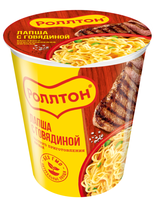 Лапша быстрого приготовления Роллтон Горячая порция с говядиной, 70г