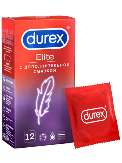 Презервативы Durex Elite сверхтонкие с дополнительной смазкой, 12шт