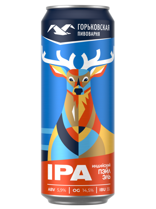Пиво Горьковская пивоварня IPA Эль светлое, 0.45л